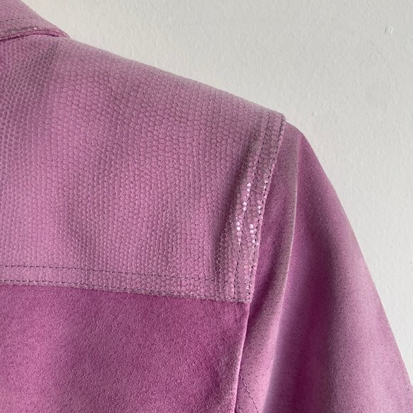 ST JOHNS SPORT MARIE GRAY WOMENS LILAC PURPLE EMBOSSED LEATHER SUEDE JACKET SZ S - Picture 11 of 16